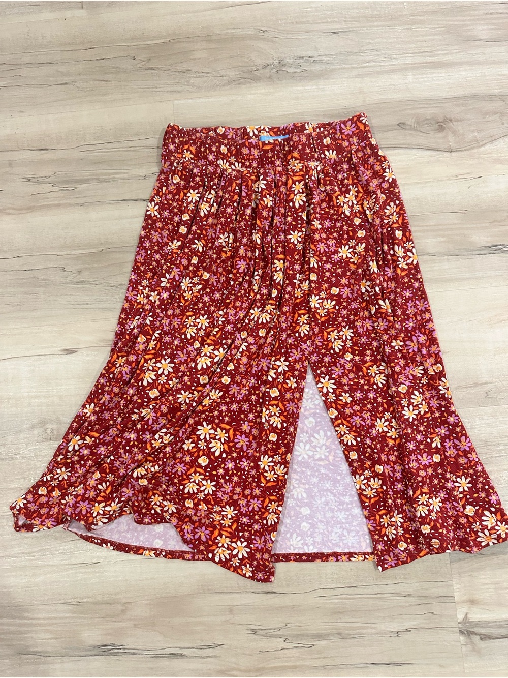 Draper James Red Floral Maxi Skirt with Front Slit